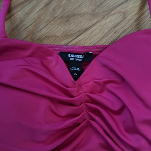 NWT XS Express ruched bodysuit thing hot pink - Picture 2 of 4